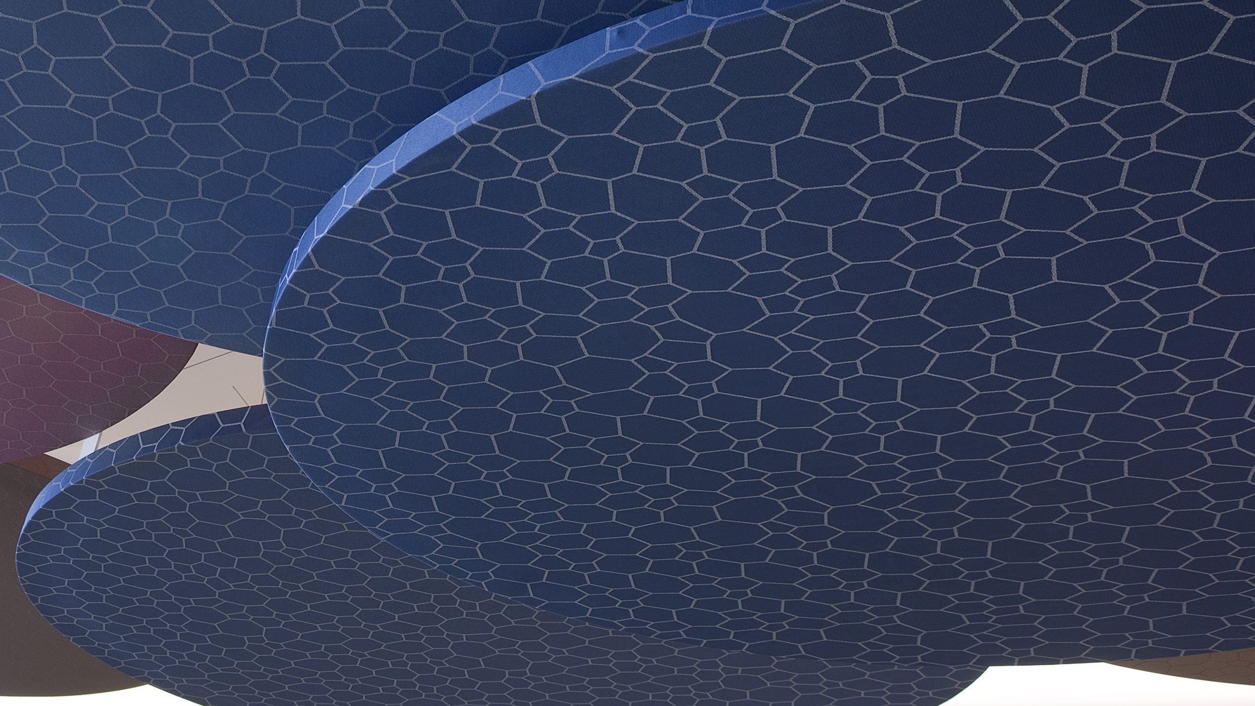 ASB Henderson - Triton Sound Shapes close-up of suspended fabric covered circular cloud panels